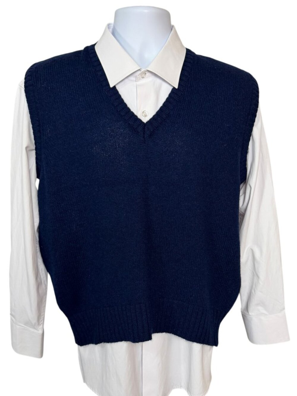 Boundary Waters 70% Wool Men’s M Navy Sweater Vest Made in Italy